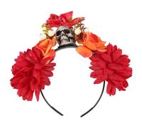 CALLARON Fascia per Capelli Fiori di Halloween e Teschio Ornamento per Capelli da Festa Corona di Fiori per Giorno dei Morti Copricapo Decorativo Finto