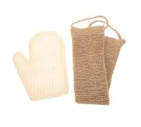 CALLARON Guanto Esfoliante da Bagno Set 2 Pezzi in Fibra Naturale 60x11 Cm per Doccia e Pulizia Schiena Asciugamano Esfoliante Manico Largo per Adulti
