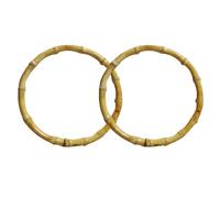 CALLARON Manici Rotondi per Borse Fai da Te, 2 Pezzi, Manici in bambù e Legno Beige, Diametro Interno 13 Cm, Accessori per Ricambio Borse a Mano e Pochette, Artigianato e Cucito