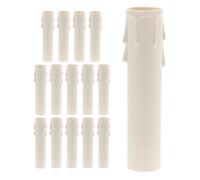 CALLARON Manicotti Copricandele in Plastica a Goccia Colore Neutro 15 Pezzi Φ30x100mm per Lampadari Protezione Antigoccia Coperture Portalampada Facili da Installare per Arredamento Casa