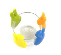 CALLARON Marcatore Identificatore di Vetro Creativo e Riutilizzabile a Forma di Coniglio in Silicone per Bicchieri 3 Pezzi Colore Casuale per Feste e Uso Domestico