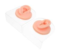 CALLARON Modelli di Orecchie in Silicone Medico 2 Pezzi con Supporto Acrilico, Espositore per Orecchini e Pratica del Piercing, Simulazione Realistica per Formazione e Dimostrazione
