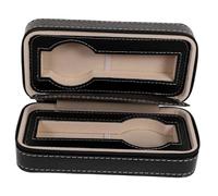 CALLARON Nera Custodia per Orologi Pelle Sintetica, Cerniera, 2 Posti | Organizzatore da Viaggio, Imbottitura Interna, Separazione Protettiva, per Casa su Comodino o Cassettiera