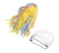 CALLARON Parrucca a Colorate Parrucca Colorata Onda Ondulato Parrucche Ondulate Sintetico Parrucca Con Frangia Spalla Parrucca Arcobaleno Pastello Colorful Filo Ad Alta Temperatura