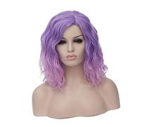 CALLARON Parrucca da Donna Sintetica Frangia Laterale Parrucca Curva per Cosplay Accessori per Capelli Ricci Copricapo per Feste e Travestimenti Om