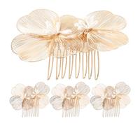 CALLARON Pettine da Sposa in Oro Fiori in Lega e Plastica 4 Pezzi Accessori Chioma Cerimonia Donne Eleganti Vintage Barocco