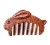 CALLARON Pettine Legno Naturale con Design Coniglio Pettine Fine per Mossi e Lisci Antistatico e Massaggiante per Donne