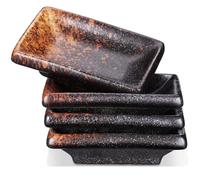 CALLARON Piatti Rettangolari in Ceramica Set da 4 per Salsa di Soia 3.5X2.4X1 Pollici Bordo Spesso per Uso Domestico e Commerciale
