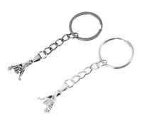 CALLARON Portachiavi Coppia Ciondolo a Mano in Lega di Zinco Resistente Decorazione Portachiavi Leggera e Compatta per Borse Zaini e Portafogli Set da 1 Paio Nero e Acciaio