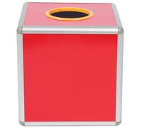 CALLARON Scatola in Lega di Alluminio e Acrilico Rosso per Lotteria Quadrata Contenitore Multiuso per Palline e Biglietti, per Eventi e Raccolte