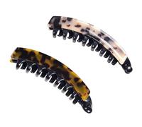 CALLARON Set 2 Pinze Per Chioma Banana Vintage in Acetato Effetto Tartaruga e Leopardato Fermagli Verticali Ultrasottili a Forte Tenuta Per Ragazze Chioma Folti Accessori Per Legare e Lavare