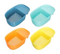 CALLARON Set 4 Pezzi Scolapiatti da Cucina in Pp Blu, Cestelli per Drenaggio e Conservazione Verdure, Salvaspazio e Comodi per Pulire Frutta e Ortaggi nel Lavello
