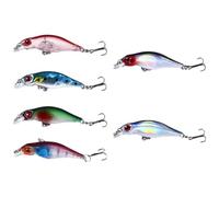CALLARON Set 6 Pezzi Esche Artificiali per Pesca in ABS, Esca Galleggiante Creativa da 5cm e 2,7g, per Pesca Outdoor e Spinning Mare