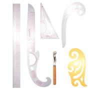 CALLARON Set 6 Pezzi Righelli da Cucito Professionali Righello Curvo e Curva Francese, Strumento Artigianale su Misura in Plastica e Legno per Sartoria e Quilting, Misuratore per Cucire