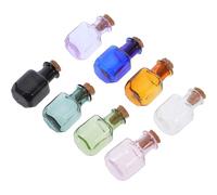 CALLARON Set 8 Mini Bottiglie di Vetro Quadrate Trasparenti con Tappo in Sughero, Piccoli Barattoli dei Desideri per Decorazione Casa, Souvenir di Viaggio e Fai da Te Creativo