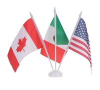 CALLARON Set Bandiere da Tavolo Nord America con Base in Metallo Bianca, Mini Bandiere Usa, Canada e Messico per Decorazioni Ufficio, Riunioni Aziendali e Eventi Sportivi Riutilizzabile