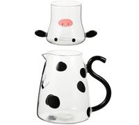 CALLARON Set Caraffa in Vetro Forma Mucca Bicchiere da 1800 Ml, Grande Capacità e Multifunzionale per Acqua e Tè Profumato, per Ristoranti e Grandi Feste