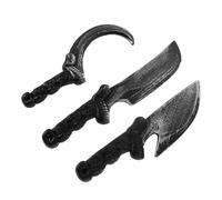 CALLARON Set da 3 Coltelli Finti per Costume Halloween Accessori di Scena in Plastica Leggera Lama Curva Simulata Giocattoli da Cosplay per Feste Photo Booth e Giochi di Ruolo per