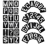 CALLARON Set Stencil Riutilizzabili in Plastica Pp Nera 42 Pezzi per Pittura e Decorazioni Murali, Stencil Grandi Lettere e Numeri per Verniciatura a Spruzzo su Pareti e Mobili, Modelli