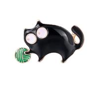 CALLARON Spilla Donna Forma Gatto Nero in Lega Gocce di Olio, Accessorio Moda Adorabile e Originale per Abbigliamento, Regalo per San Valentino o Uso Quotidiano