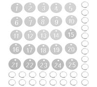 CALLARON Targhette Portachiavi Numerate Rotonde in Acciaio Inossidabile da 30mm, 25 Pezzi Numerazione Chiara e Tenuta Sicura per Organizzazione Ufficio