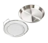 CALLARON Vassoio Scolapiatti in Metallo Doppie Maniglie e Piastra di Scarico Olio, Colino per Friggere e Piatto da Portata per Alimenti Fritti