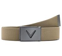 Callaway Cintura da golf da uomo con logo a V, materiale elasticizzato resistente, punta in metallo e fibbia regolabile, tinta unita