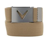 Callaway Cintura da golf da uomo con logo a V, materiale elasticizzato resistente, punta in metallo e fibbia regolabile, tinta unita