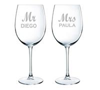 CALLE DEL REGALO Bicchieri da vino personalizzati | Bicchieri da vino in vetro da 58 cl (MR, 2 BICCHIERI CON CONFEZIONE)