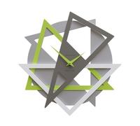 CalleaDesign - Orologio da Parete Geolo 42x42, orologio da parete moderno e design, orologio a muro con colori verde mela, bianco, alluminio e grigio quarzo