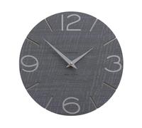 CalleaDesign - Orologio da parete moderno da cucina Smile - Rotondo, 30 cm di diametro, silenzioso, versione in radica grigia ed alluminio