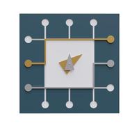 CalleaDesign Orologio da parete moderno quadrato MicroCHIP, 48x48cm. Particolare, elegante e silenzioso. Alta qualità, disegnato e realizzato in Italia. (Oro, alluminio, ottanio e bianco)