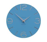 CalleaDesign Orologio da Parete Smile - Handmade in Italy, Design Silenzioso Moderno, 30 cm, Elegante da Arredo - Colore Blu luce e Alluminio