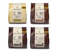 Callebaut 4 x 400g Bundle - Copertura di Cioccolato al Latte, Fondente & Bianco Belga - Finest Belgian Chocolate (Callets) Confezione da 4 x 400g