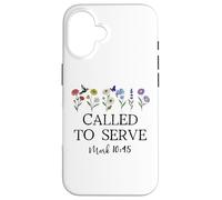 Called to Serve God Quote Christian Bible Verse Mark 10:45 Custodia per iPhone 16
