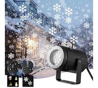 Callenbach - Proiettore natalizio con fiocco di neve rotante con 2 pellicole per Natale, feste, giardino, interni ed esterni