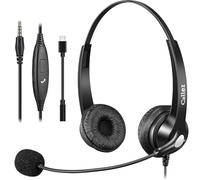 Callez Cuffie stereo da 3,5 mm con microfono a cancellazione del rumore per telefono cellulare, PC, laptop, cuffie stereo per computer, per iPhone, Samsung, Mac, Call Center, ufficio, Skype, controllo