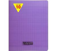 Calligraphe 18127Cpack - Taccuini con graffette viola (una marca di Clairefontaine), 17 x 22 cm, 96 pagine grandi quadretti, carta bianca 90 g, copertina in polipro trasparente