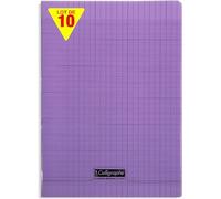 Calligraphe 18137Cpack - Taccuini con graffette viola (una marca di Clairefontaine), formato A4, 21 x 29,7 cm, 96 pagine grandi, carta bianca 90 g, copertina in polipro trasparente