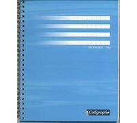 Calligraphe 403C - Set di 5 quaderni a spirale, marca Clairefontaine 17 x 22 cm, 180 pagine a righe Seyes, carta bianca da 70 g, copertina in cartoncino riciclato laccato, colori casuali