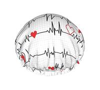 Calling Nurses White Heart Beat Cuffia da doccia per donna Regolabile Doppia impermeabileCappello da doccia da bagno Protezione dei capelli Cappello da doccia da donna riutilizzabile per spa
