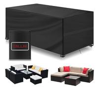 Callni Copertura Tavolo Esterno, Impermeabile 420D Oxford Tessuto con Clip Antivento, Copertura Mobili Da Giardino per Tavoli e Sedie da Cortile Quadrato Arredo Rettangolare 185 * 120 * 74cm