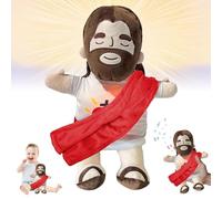 CALLOVE Peluche di Gesù, Peluche Gesù che Respira, Carillon Succhietto per Bambini con Luci e Duoni del Movimento Respiratorio, Giocattoli Gesù Sorridente, Musicale Rilassante Peluche Regalo (Rosso)