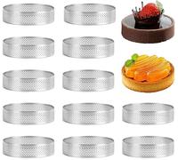 Callstick Confezione da 12 Anelli per Torta in Acciaio Inossidabile, per Mousse per Torta Perforato, Forma ad per Torta, Strumenti per cuocere Torte Rotonde, 6 cm