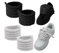 CALLYSONIC 2 paia di lacci spessi per Air Force 1,8 mm di spessore, rotondi, 140 cm, per scarpe da ginnastica, resistenti agli strappi, per scarpe da ginnastica, Nero , L