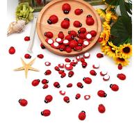 CALLYSONIC 200 mini coccinelle decorative con pinzette in plastica, autoadesive per ladybug decorazione in legno, carino coccinella della fortuna, ladybird in legno, per fai da te, scrapbooking