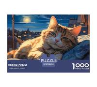 Calm Cat at Night Durable Interlocking Pieces Fun Hobby for Spare Time, Evenings, Weekends And Holiday Breaks 38x26cm/1000pcs