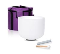 CALM CLANG Campana tibetana in cristallo per chakra del cuore, nota fa, 432 Hz, 25,4 cm, con custodia per il trasporto e battente in gomma scamosciata Oring