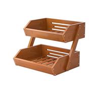 CALM COZY Supporto per Cesto di Frutta in bambù a 2 Livelli, Supporto per Verdure e Pane per ripiano della Cucina, Marrone