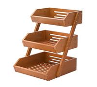 CALM COZY Supporto per Cesto di Frutta in bambù a 3 Livelli, Supporto per Verdure e Pane per ripiano della Cucina, Marrone